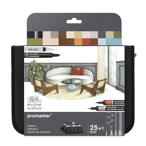 Winsor & Newton 0290202 Promarker Mixed Wallets Interior Set – 25-teiliges Wallet mit 16 Promarker Layoutmarker, 6 Brushpens, 3 schwarze Fineliner – Marker Set für Lettering, Illustration & Schule von Winsor & Newton