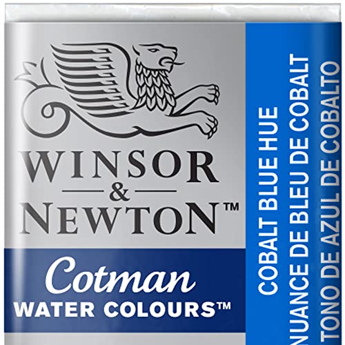 Winsor & Newton 0301179 Cotman Aquarellfarbe mit guter Transparenz, hervorragender Tönungsstärke und guten Maleigenschaften, Wasserfarbe im 1/2 Napf - Cobaltblau von Winsor & Newton