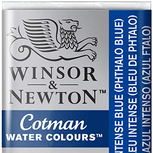 Winsor & Newton 0301327 Cotman Aquarellfarbe mit guter Transparenz, hervorragender Tönungsstärke und guten Maleigenschaften, Wasserfarbe im 1/2 Napf - Intensivblau von Winsor & Newton