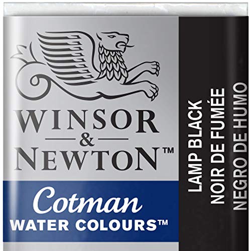 Winsor & Newton 0301337 Cotman Aqarellfarbe - 1/2 Napf, gute Transparenz, hervorragender Tönungsstärke und gute Maleigenschaften, Lampenschwarz von Winsor & Newton