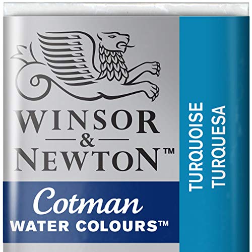 Winsor & Newton 0301654 Cotman Aquarellfarbe mit guter Transparenz, hervorragender Tönungsstärke und guten Maleigenschaften, Wasserfarbe im 1/2 Napf - Türkis von Winsor & Newton