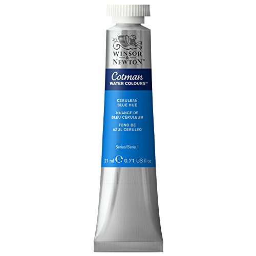 Winsor & Newton 0308139 Cotman Aquarellfarbe mit ausgezeichneter Transparenz, Farbkraft und Verarbeitungseigenschaften, Wasserfarbe 21ml Tube - Cölinblau Farbton von Winsor & Newton