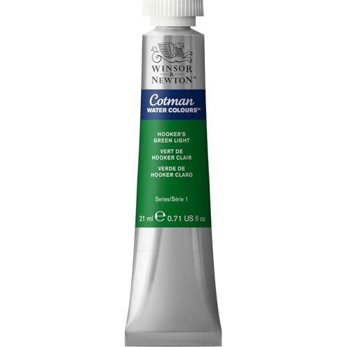 Winsor & Newton 0308314 Cotman Aquarellfarbe mit ausgezeichneter Transparenz, Farbkraft und Verarbeitungseigenschaften, Wasserfarbe 21ml Tube - Hooker's Grün Hell von Winsor & Newton