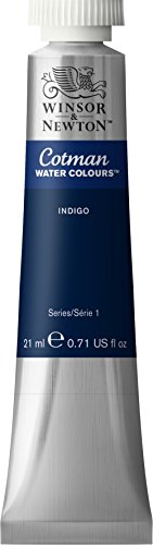Winsor & Newton 0308322 Cotman Aquarellfarbe mit ausgezeichneter Transparenz, Farbkraft und Verarbeitungseigenschaften, Wasserfarbe 21ml Tube - Indigo von Winsor & Newton