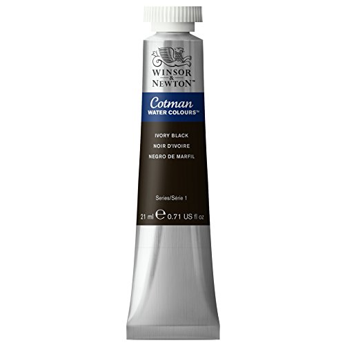 Winsor & Newton 0308331 Cotman Aquarellfarbe mit ausgezeichneter Transparenz, Farbkraft und Verarbeitungseigenschaften, Wasserfarbe 21ml Tube - Elfenbeinschwarz von Winsor & Newton