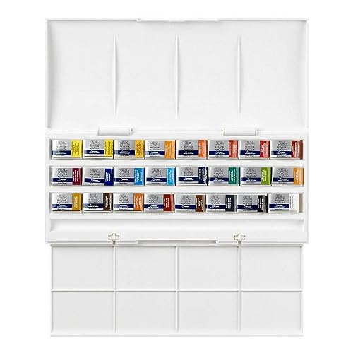 Winsor & Newton 0390084 Cotman Studio Aquarellfarben Set, lebendige Wasserfarben mit hoher Lichtechtheit, große Farbauswahl, Alterungsbeständig - 24 Farben in ganzen Näpfen, Mischpalette Winsor & Newton 0390084 Cotman Studio Aquarellfarben Set, lebendige Wasserfarben mit hoher Lichtechtheit, große Farbauswahl, Alterungsbeständig - 24 Farben in ganzen Näpfen, Mischpalette von Winsor & Newton