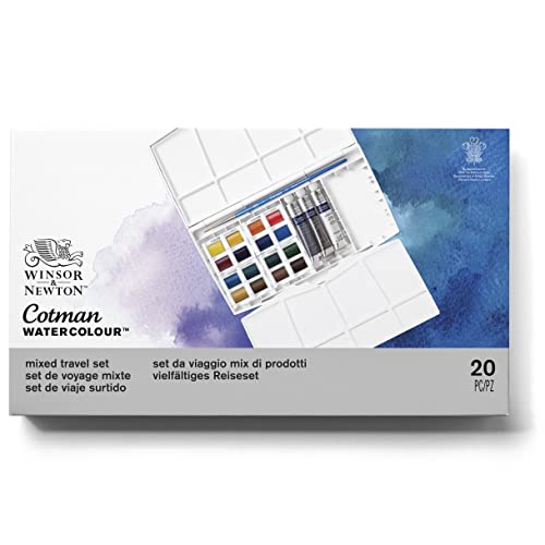 Winsor & Newton 0390375 Cotman Painting Box Aquarellfarben Set, lebendige Wasserfarben mit hoher Lichtechtheit, große Farbauswahl, Alterungsbeständig - 16 Farben in 1/2 Näpfen, 3 Farben in 5ml Tuben Winsor & Newton 0390375 Cotman Painting Box Aquarellfarben Set, lebendige Wasserfarben mit hoher Lichtechtheit, große Farbauswahl, Alterungsbeständig - 16 Farben in 1/2 Näpfen, 3 Farben in 5ml Tuben von Winsor & Newton