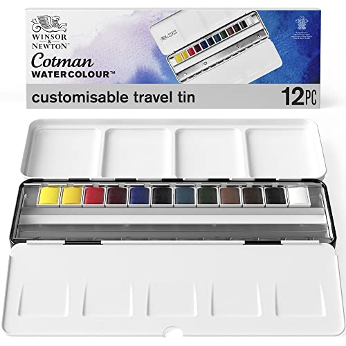 Winsor & Newton 0390453 Blue Box, 12 lebendige Wasserfarben aus hochwertigen Pigmenten in 1/2 Näpfen mit Mischpalette im Metallkasten Winsor & Newton 0390453 Blue Box, 12 lebendige Wasserfarben aus hochwertigen Pigmenten in 1/2 Näpfen mit Mischpalette im Metallkasten von Winsor & Newton