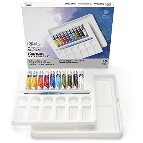 Winsor & Newton 0390646 Cotman Aquarellfarben Set, lebendige Wasserfarben mit hoher Lichtechtheit, große Farbauswahl, Alterungsbeständig - 10 Farben in 8ml Tuben von Winsor & Newton