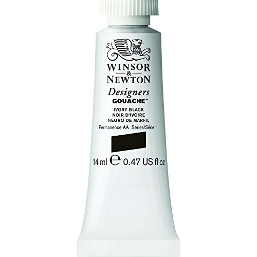 Winsor & Newton 0605331 Designers Gouache, feinste künstlerfarbe, 14ml Tube, Deckend, hochwertige Pigmente, elfenbeinschwarz von Winsor & Newton