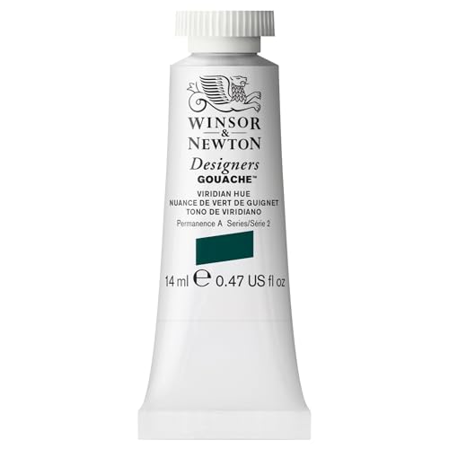 Winsor & Newton 0605696 Designers Gouache, feinste künstlerfarbe, 14ml Tube, Deckend, hochwertige Pigmente, Viridian Farbton von Winsor & Newton