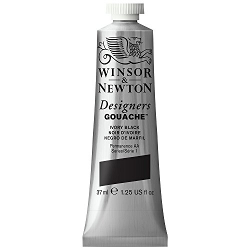 Winsor & Newton 0614331 Designers Gouache, feinste künstlerfarbe, 37ml Tube, Deckend, hochwertige Pigmente, elfenbeinschwarz von Winsor & Newton