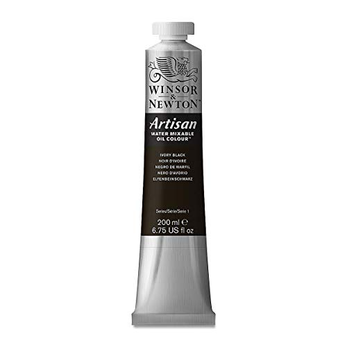 Winsor & Newton 1537331 Artisan wassermischbare Ölfarbe, hohe Pigmentkonzentration, gute Deckkraft & Lichtechtheit - 200ml Tube, Elfenbeinschwarz von Winsor & Newton
