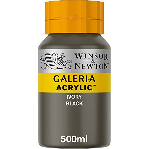 Winsor & Newton 2150331 Galeria Acrylfarbe, hohe Pigmentierung, lichtecht, buttrige Konsistenz, 500 ml Topf - Elfenbeinschwarz von Winsor & Newton