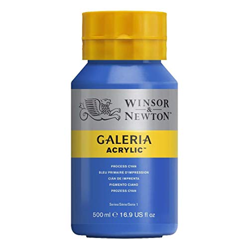 Winsor & Newton 2150535 Galeria Acrylfarbe, hohe Pigmentierung, lichtecht, buttrige Konsistenz, 500 ml Topf - Process Cyan von Winsor & Newton