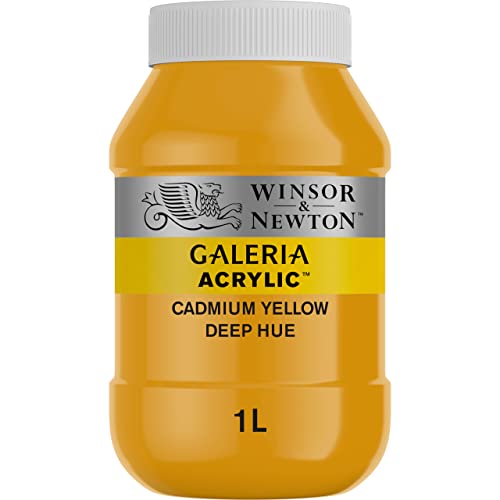Winsor & Newton 2154115 Galeria Acrylfarbe, hohe Pigmentierung, lichtecht, buttrige Konsistenz, 1000 ml Topf - Kadmiumgelb Dunkel von Winsor & Newton