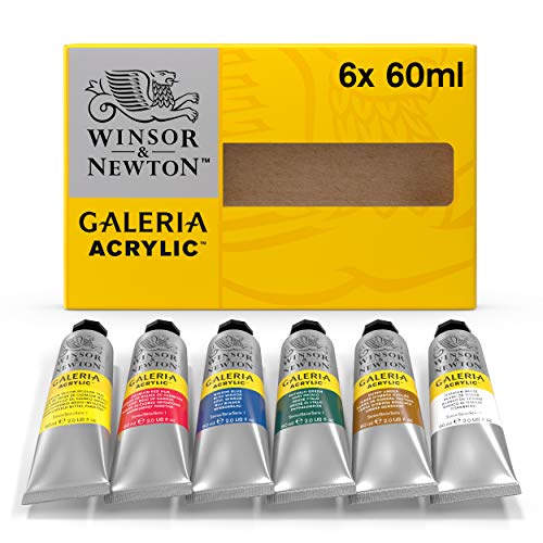 Winsor & Newton 2190516 Galeria Acrylfarbe, hohe Pigmentierung, lichtecht, buttrige Konsistenz, Farbenset 6 Acrylfarben in 60 ml Tuben von Winsor & Newton