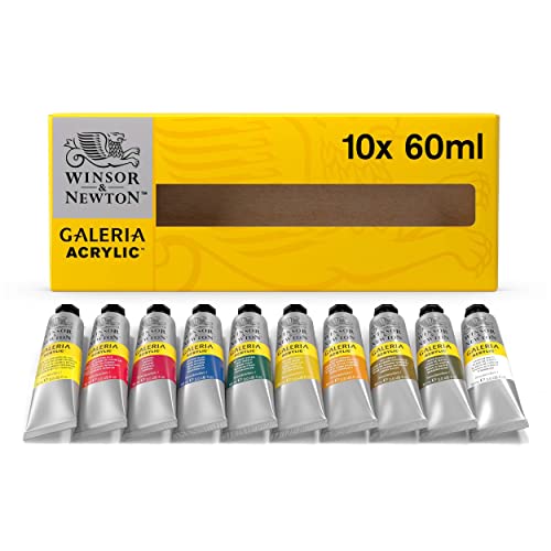 Winsor & Newton 2190517 Galeria Acrylfarbe, hohe Pigmentierung, lichtecht, buttrige Konsistenz, Farbenset 10 Acrylfarben in 60ml Tuben von Winsor & Newton
