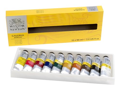 Winsor & Newton 2190517 Galeria Acrylfarbe, hohe Pigmentierung, lichtecht, buttrige Konsistenz, Farbenset 10 Acrylfarben in 60ml Tuben von Winsor & Newton