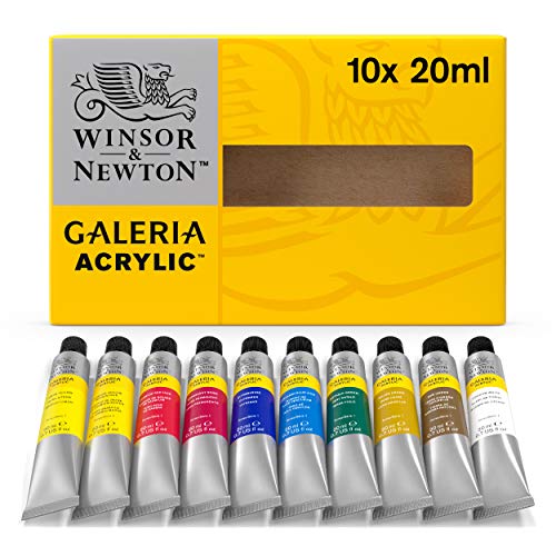 Winsor & Newton 2190525 Galeria Acrylfarbe, hohe Pigmentierung, lichtecht, buttrige Konsistenz, Farbenset 10 Acrylfarben in 20 ml Tuben von Winsor & Newton