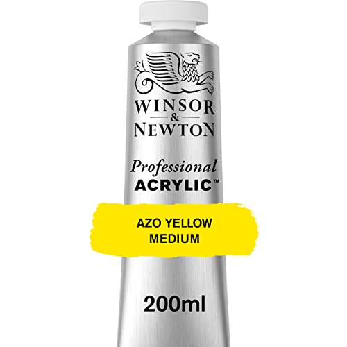 Winsor & Newton 2337019 Professional Acrylfarbe in Künstlerqualität, hohe Farbbrillanz & Deckkraft, Archivqualität, 200ml Tube - Echtgelb Mittel von Winsor & Newton