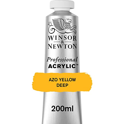 Winsor & Newton 2337039 Professional Acrylfarbe in Künstlerqualität, hohe Farbbrillanz & Deckkraft, Archivqualität, 200ml Tube - Echtgelb Dunkel von Winsor & Newton