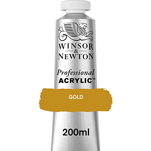 Winsor & Newton 2337283 Professional Acrylfarbe in Künstlerqualität, hohe Farbbrillanz & Deckkraft, Archivqualität, 200ml Tube - Gold von Winsor & Newton