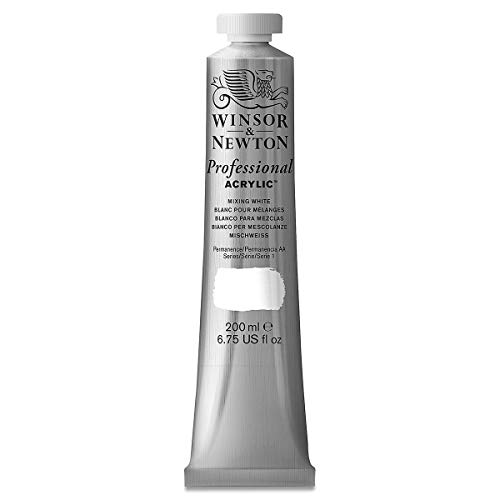 Winsor & Newton 2337415 Professional Acrylfarbe in Künstlerqualität, hohe Farbbrillanz & Deckkraft, Archivqualität, 200ml Tube - Mischweiss von Winsor & Newton