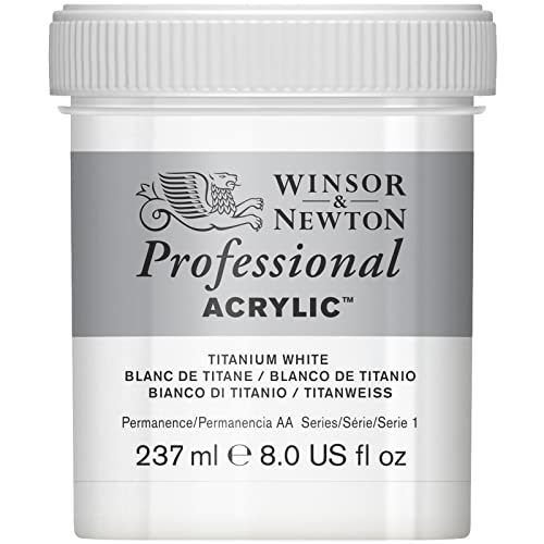 Winsor & Newton 2340644 Professional Acrylfarbe in Künstlerqualität, hohe Farbbrillanz & Deckkraft, Archivqualität, 237ml Topf - Titanweiss von Winsor & Newton