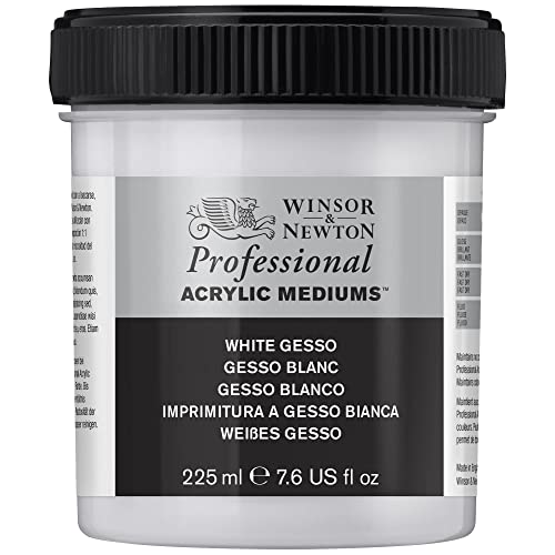 Winsor & Newton 3040920 Weisses Gesso, Grundierung für Acrylfarben, Ölfarben, Alkydfarben - 225ml Topf von Winsor & Newton