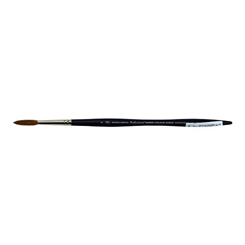 Winsor & Newton 5068007 Professional Sable Aquarell Pinsel aus Kolinski Marderhaar für ausgezeichnete Farbtragekapazität, Sprungkraft, Punktgenauigkeit - Rund Spitz Nr. 7 - 4,1 mm - kurzer Stiel von Winsor & Newton