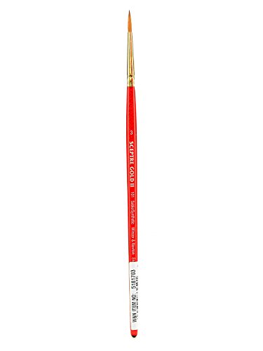 Winsor & Newton 5181703 Sceptre Gold II Künstler Aquarellpinsel mit hoher Farbtragekapazitat & exzellenter Sprungkraft, Serie 101 - Rundpinsel, kurzer Stiel, Nr.3 - 2mm von Winsor & Newton