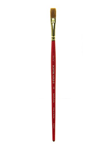 Winsor & Newton 5186771 Sceptre Gold II Künstler Aquarellpinsel mit hoher Farbtragekapazitat & exzellenter Sprungkraft, Serie 606 - Ein-Stich Pinsel, kurzer Stiel, 1/4" - 6mm von Winsor & Newton