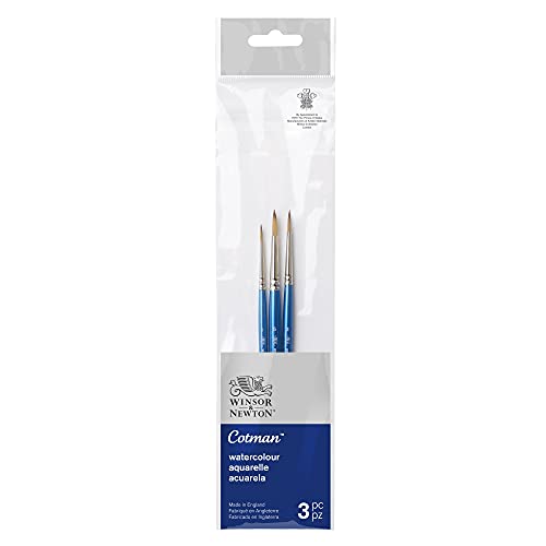 Winsor & Newton 5390606 Cotman Aquarell Synthetikhaar 3 Pinsel im Set mit exzellenter Sprungkraft, Farbtragekraft und Punktgenauigkeit -3 Rundpinsel Nr. 1, 3, 5 von Winsor & Newton