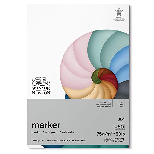 Winsor & Newton 6002008 Markerpapier im Block - 50 Blatt DIN A4, 75g/m², FSC, Chlor- und Säurefrei, Alterungsbeständig für alle Arten von Alkoholbasierten Markern von Winsor & Newton