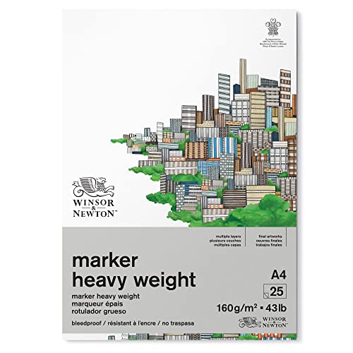 Winsor & Newton 6002012 Durchschlagsicheres Markerpapier im Block - 25 Blatt DIN A4, 160g/m², FSC, Chlor- und Säurefrei, Alterungsbeständig für alle Arten von Alkoholbasierten Markern Winsor & Newton 6002012 Durchschlagsicheres Markerpapier im Block - 25 Blatt DIN A4, 160g/m², FSC, Chlor- und Säurefrei, Alterungsbeständig für alle Arten von Alkoholbasierten Markern von Winsor & Newton