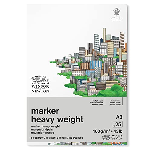 Winsor & Newton 6002013 Durchschlagsicheres Markerpapier im Block - 25 Blatt DIN A3, 160g/m², FSC, Chlor- und Säurefrei, Alterungsbeständig für alle Arten von Alkoholbasierten Markern Winsor & Newton 6002013 Durchschlagsicheres Markerpapier im Block - 25 Blatt DIN A3, 160g/m², FSC, Chlor- und Säurefrei, Alterungsbeständig für alle Arten von Alkoholbasierten Markern von Winsor & Newton