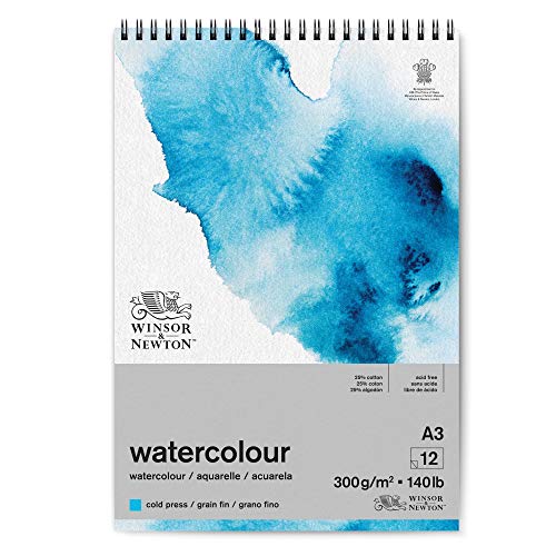 Winsor & Newton 6662580 Classic Aquarellpapier in Spiralbindung - 12 Blatt DIN A3, 300g/m², kaltgepresstes, leicht texturiertes weißes Papier in archivierbarer Qualität, gilbbeständig Winsor & Newton 6662580 Classic Aquarellpapier in Spiralbindung - 12 Blatt DIN A3, 300g/m², kaltgepresstes, leicht texturiertes weißes Papier in archivierbarer Qualität, gilbbeständig von Winsor & Newton