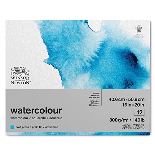 Winsor & Newton 6667005 Classic Aquarellpapier im Block - 12 Blatt 40,6 x 50,8cm , 300g/m²,geleimt, kaltgepresstes, leicht texturiertes weißes Papier in archivierbarer Qualität, gilbbeständig Winsor & Newton 6667005 Classic Aquarellpapier im Block - 12 Blatt 40,6 x 50,8cm , 300g/m²,geleimt, kaltgepresstes, leicht texturiertes weißes Papier in archivierbarer Qualität, gilbbeständig von Winsor & Newton