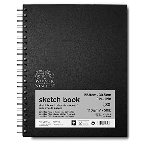 Winsor & Newton 6672010 Skizzenbuch mit Spiralbindung - 80 Blatt Skizzenpapier mit mikroperforieten Blättern in 22,9 x 30,5cm von Winsor & Newton