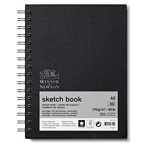 Winsor & Newton 6673002 Skizzenbuch mit Spiralbindung - 50 Blatt Skizzenpapier, 170g/m² mit mikroperforieten Blättern in DIN A5 von Winsor & Newton