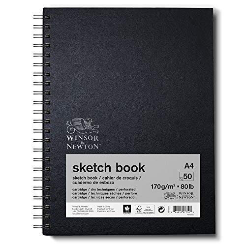 Winsor & Newton 6673003 Skizzenbuch mit Spiralbindung - 50 Blatt Skizzenpapier, 170g/m² mit mikroperforieten Blättern in DIN A4 von Winsor & Newton