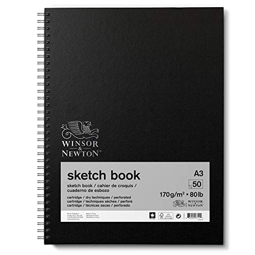 Winsor & Newton 6673004 Skizzenbuch mit Spiralbindung - 50 Blatt Skizzenpapier, 170g/m² mit mikroperforieten Blättern in DIN A3 von Winsor & Newton