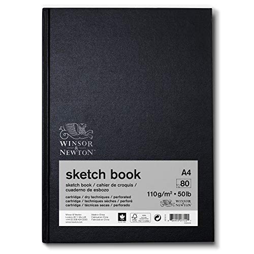 Winsor & Newton 6673015 Skizzenbuch mit 80 Blatt Skizzenpapier, 110 g/m², Hardcover gebunden mit Rückenleimung, mikroperforieten Blättern - DIN A4 von Winsor & Newton