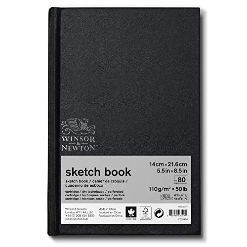 Winsor & Newton 6673017 Skizzenbuch mit 80 Blatt Skizzenpapier, 110 g/m², Hardcover gebunden mit Rückenleimung, mikroperforieten Blättern - 17,8 x 25,4cm von Winsor & Newton