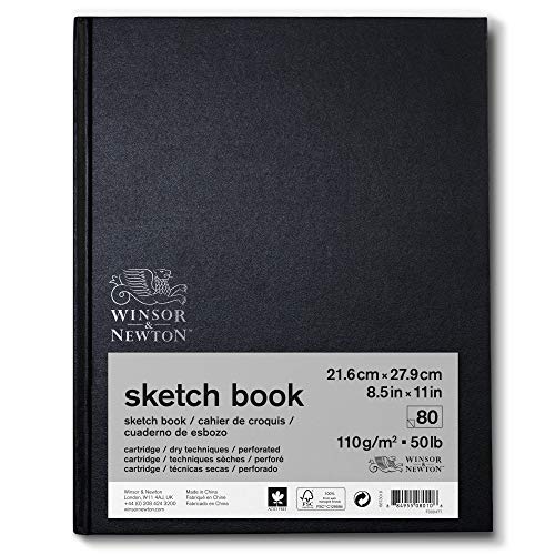 Winsor & Newton 6673018 Skizzenbuch mit 80 Blatt Skizzenpapier, 110 g/m², Hardcover gebunden mit Rückenleimung, mikroperforieten Blättern - 22,9 x 30,5cm von Winsor & Newton