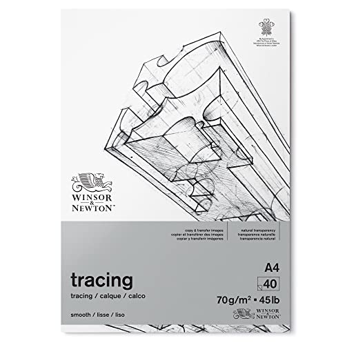 Winsor & Newton 6674001 Transparentpapier im Block, 40 Blatt Pauspapier a 70 g/m², 100% Säurefrei, FSC, bedruckbar mit feiner Körnung für präziese Linienführung, Architektenpapier - DIN A4 von Winsor & Newton