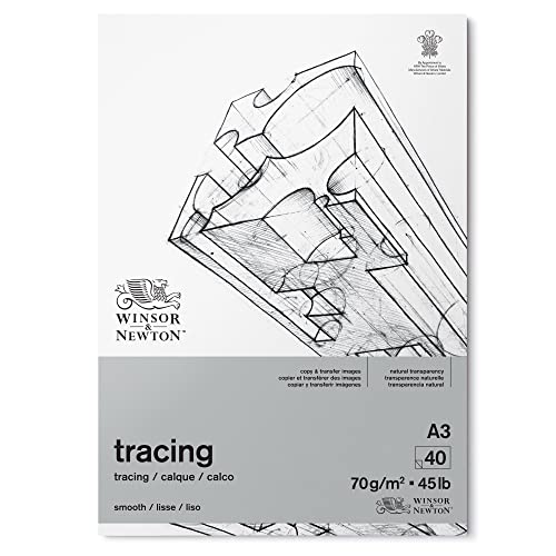 Winsor & Newton 6674002 Transparentpapier im Block, 40 Blatt Pauspapier a 70 g/m², 100% Säurefrei, FSC, bedruckbar mit feiner Körnung für präziese Linienführung, Architektenpapier - DIN A3 von Winsor & Newton