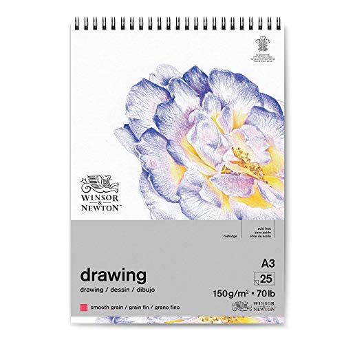 Winsor & Newton 6691003 Zeichenpapier im Spiralblock - 25 Blatt DIN A3, 150g/m², feine Körnung, natürliches Weiß, säurefrei, archivierbare Qualität, Alterungsbeständig für Fineliner, Tusche, Buntstift Winsor & Newton 6691003 Zeichenpapier im Spiralblock - 25 Blatt DIN A3, 150g/m², feine Körnung, natürliches Weiß, säurefrei, archivierbare Qualität, Alterungsbeständig für Fineliner, Tusche, Buntstift von Winsor & Newton