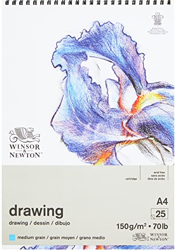 Winsor & Newton 6691006 Zeichenpapier im Spiralblock - 25 Blatt DIN A4, 150g/m², mittlere Körnung, natürliches Weiß, säurefrei, Alterungsbeständig, Ideal für Bleistift, Buntstift, Pastell und Kohle Winsor & Newton 6691006 Zeichenpapier im Spiralblock - 25 Blatt DIN A4, 150g/m², mittlere Körnung, natürliches Weiß, säurefrei, Alterungsbeständig, Ideal für Bleistift, Buntstift, Pastell und Kohle von Winsor & Newton